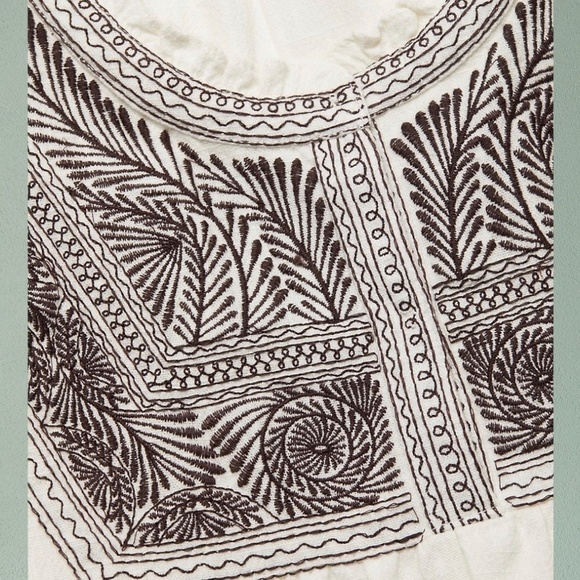 NWT FREE PEOPLE Iggie Embroidered Scoop Neck Long Sleeve Cotton Crop Top/Md - Picture 11 of 16